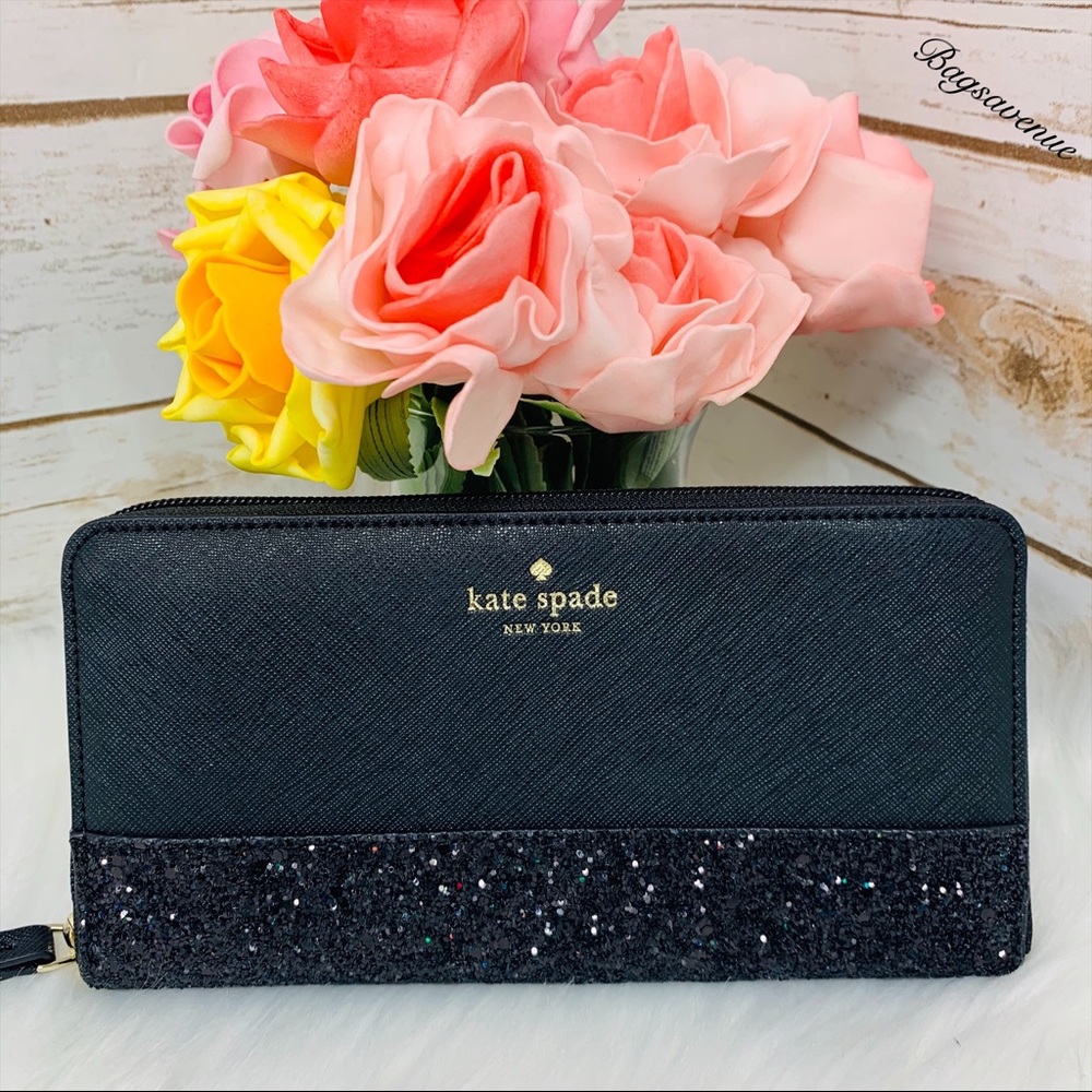 Glitter Kate spade penny Greta tote wallet black - Picture 3 of 8